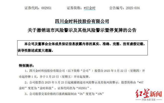成都又一A股上市公司“摘星脱帽”，明日复牌！