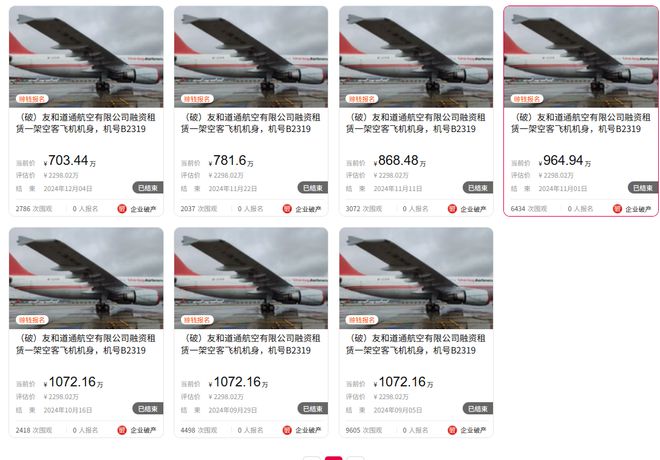 流拍18次后，起拍价从千万降至百万，有人花182万买下空客飞机机身